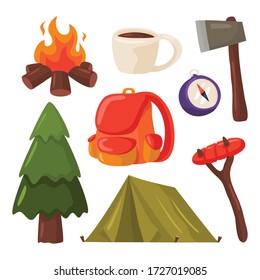 Graphic vector of camping set illustration, perfect for print, design element or etc