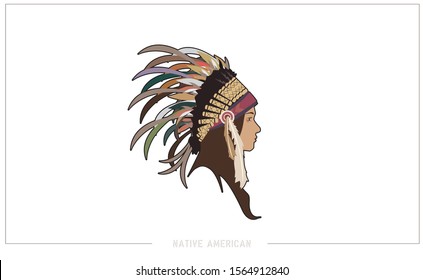 graphic vector character of a native American.