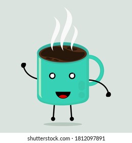 graphic vector of cheerful mug filled coffee