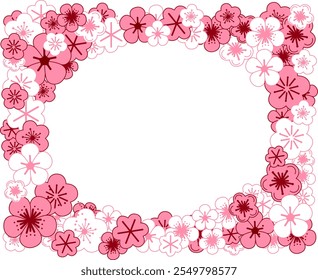 Vetor gráfico cereja flor sakura oval quadro em design de retângulo