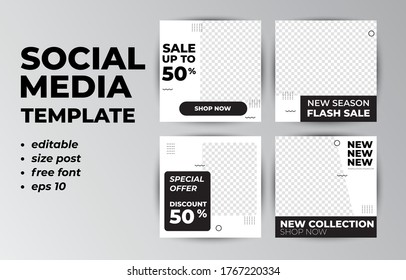 graphic vector of creative social media post design template with black and white style perfect for advertising and promotion 