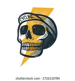 Graphic Vector Of Cyclist Style Skull Head With A Hat, Perfect Use To Logo Community, Print And Etc