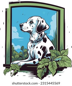 Graphic vector of a dalmatian dog, Tshirt design