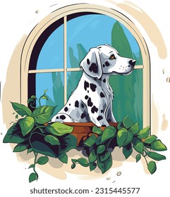 Graphic vector of a dalmatian dog, Tshirt design