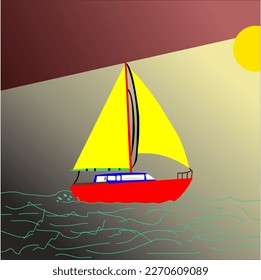 Diseño vectorial gráfico de un barco de vela gran ilustración para fondo de fondo, etc