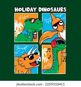 graphic vector Dinosaurs holiday art for kids fashion print