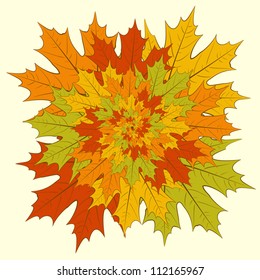 Graphic vector drawing - a maple leaves bouquet. EPS10 vector.