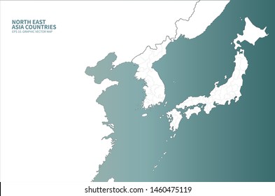 Graphic Vector East Sea Map Of Korea.
Korea Map. Japan Map.