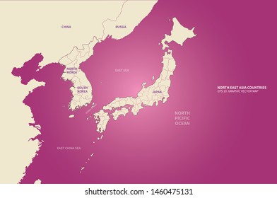 graphic vector east sea map of korea 