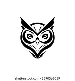 Graphic vector of elegant black owl logo art. Owl logo design. This vector is perfect for company logos, t-shirt designs, decorations, esports logos, venues, banners and branding etc.
