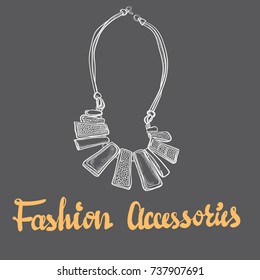 Graphic vector elegant necklaces illustration   and lettering