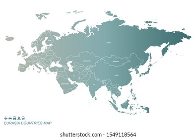 graphic vector of eurasia map. eurasia countries detailed map.