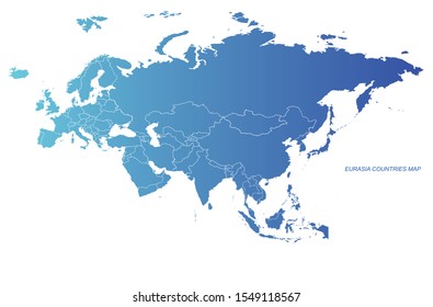 graphic vector of eurasia map. eurasia countries detailed map. europe, asia country map.
