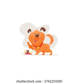 Graphic vector of an expression of happiness in a brown dog, perfect for print, icon or etc