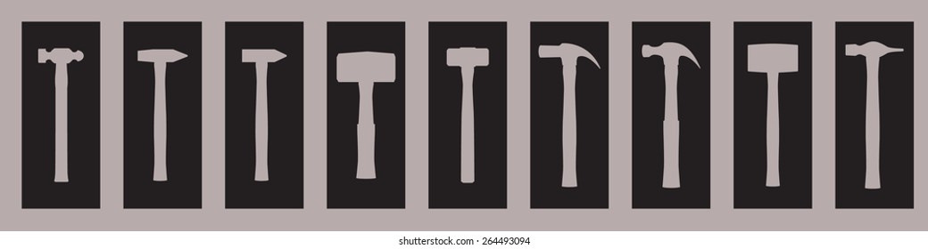 graphic vector format of many kinds of  the hammers