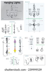 graphic vector format of  product design of the hanging lights
