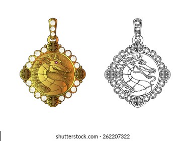 graphic vector format of product design of dragon cameo/dragon cameo