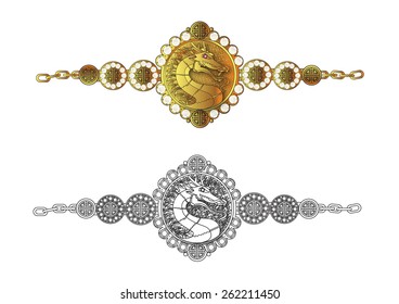 graphic vector format of product design of dragon bracelet/dragon bracelet