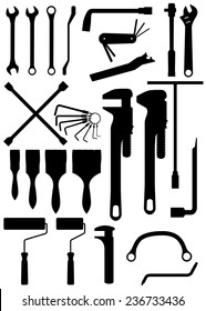 graphic vector format of shadow of wrench and brush