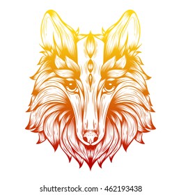 Graphic  vector fox. Illustration for print of t-shirts, mugs, pens, logos, tattoo and other things. Vintage hand drawn line art illustration