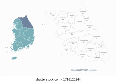 graphic vector of gangwon-do map.
south korea map. gangwon do.