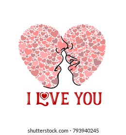 graphic vector greeting card with valentine's day silhouette