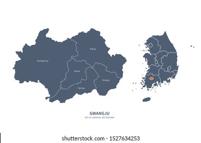 grafische Vektorillustration von gwangju Karte.
Jeollado, korea map.