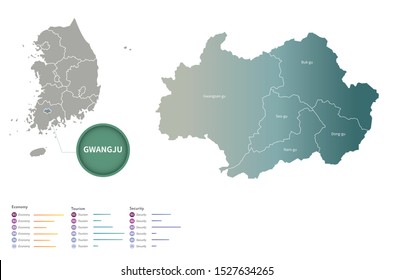 graphic vector of gwangju map.
jeollado, korea map.