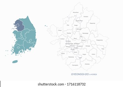 graphic vector of gyeonggi-do map.
south korea map. gyeonggi do, seoul, incheon.