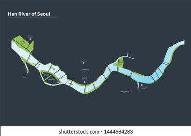 Graphic Vector Of Han River Park Map