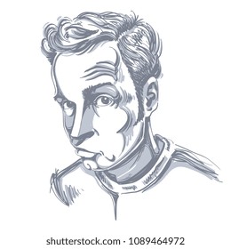 Graphic vector hand-drawn illustration of cheater, phony guy portrait. People face expressions.