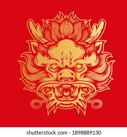 Graphic vector head of Chinese dragon