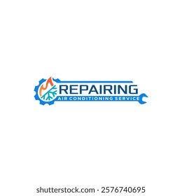 graphic vector of heating, and cooling service company logo design illustration