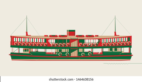 Graphic vector of Hong Kong ferry. It is always regarded as an icon of the city.