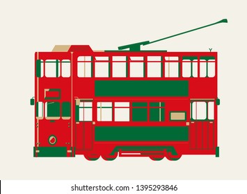 Graphic vector of Hong Kong Tram. It is one of earliest forms of public transport in Hong Kong and has became an iconic symbol of the city.