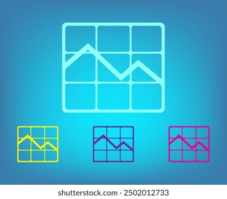 Graphic, vector icon. The curve of the graph is shown on a sheet of paper. Flat illustration infographics.