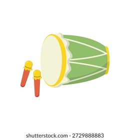 Icono de Vector gráfico de un tambor o bedug con mazos para la celebración de Ramadán