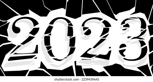 Graphic vector illustration, 2d text banner design year 2023