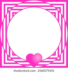 graphic vector illustration, 3D pink profile frame design with love symbol suitable for use as photo frame 