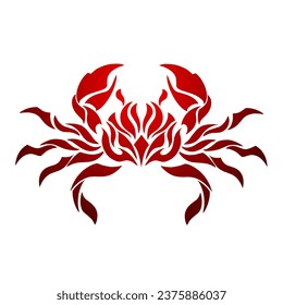 graphic vector illustration of abstract design tribal art red crab tattoo