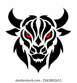 graphic vector illustration of abstract tribal design of bull head in black