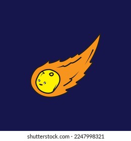 graphic vector illustration of an asteroid or meteor or moon or shooting star.