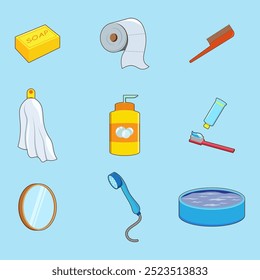 Graphic vector illustration from bathroom objects collection