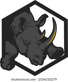 graphic vector illustration. black and gray rhino logo icon design is suitable to be used as a logo 