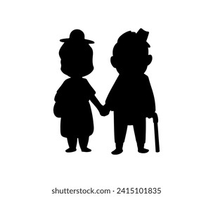 ilustración vectorial gráfica de una silueta en blanco y negro de una mujer y un hombre con las manos en la mano
Muy agradable, para el día de San Valentín o algo romántico