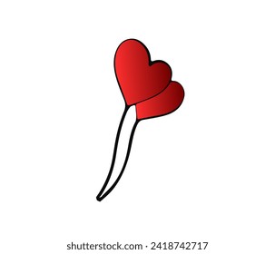 graphic vector illustration of a black and white silhouette of a 2d red love-shaped balloon
great for romantic backgrounds or symbols of love and valentine's day