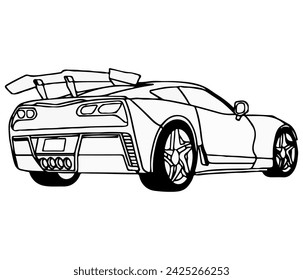 Graphic vector illustration of black and white sports car design, good for use for children's educational drawing or printing