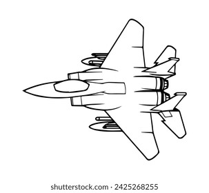 Ilustración gráfica del vector del diseño del jet de combate blanco y negro, bueno para el uso para la educación del dibujo de los niños o para la impresión