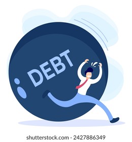 Graphic vector illustration of businessman person character shouldering and entangled in huge debt. Suitable for content about financial education and other economic worlds.