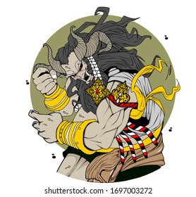 graphic vector illustration cartoon of monster orc